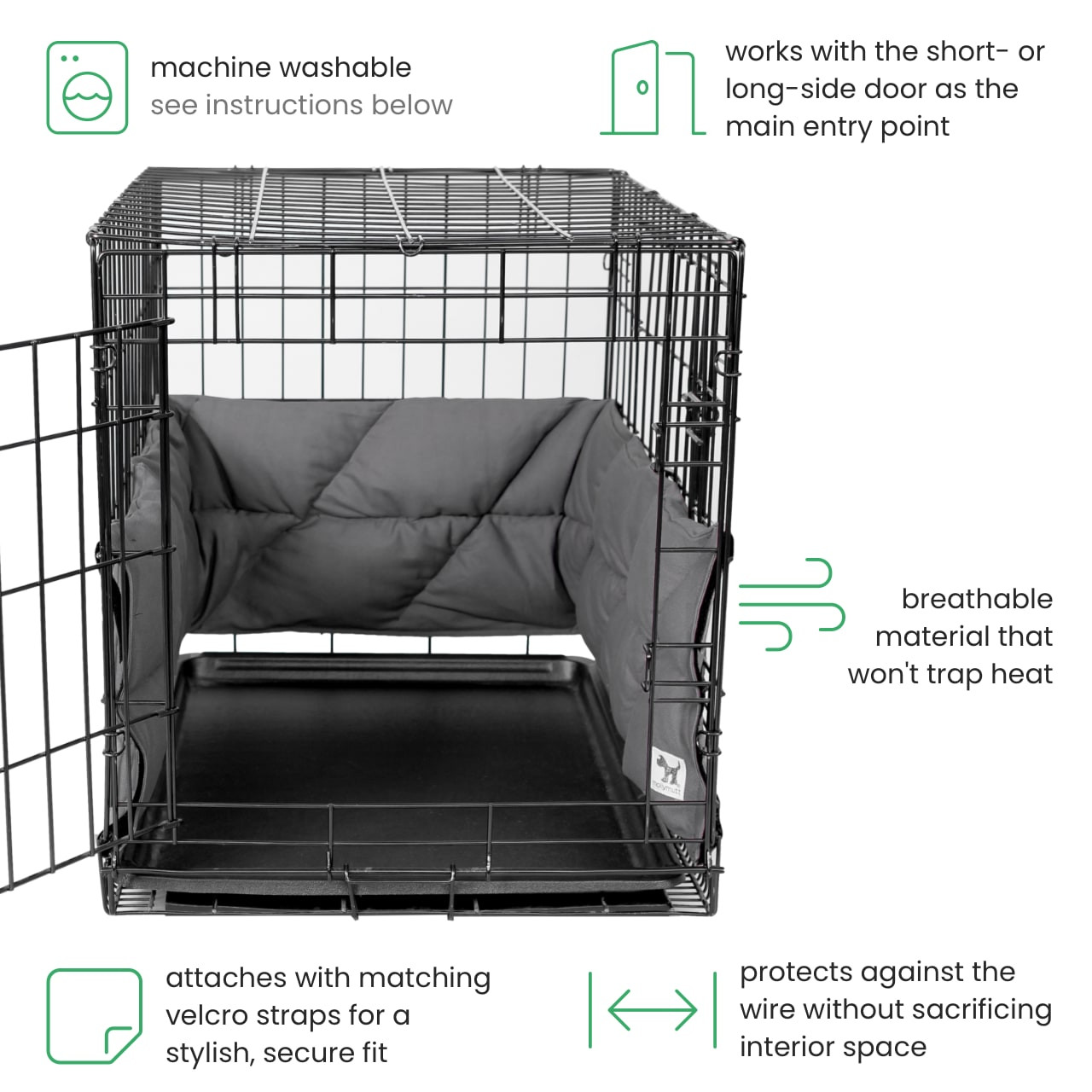 Solid Gray Dog Crate Bumper Fits 2-door Wire Crates Great