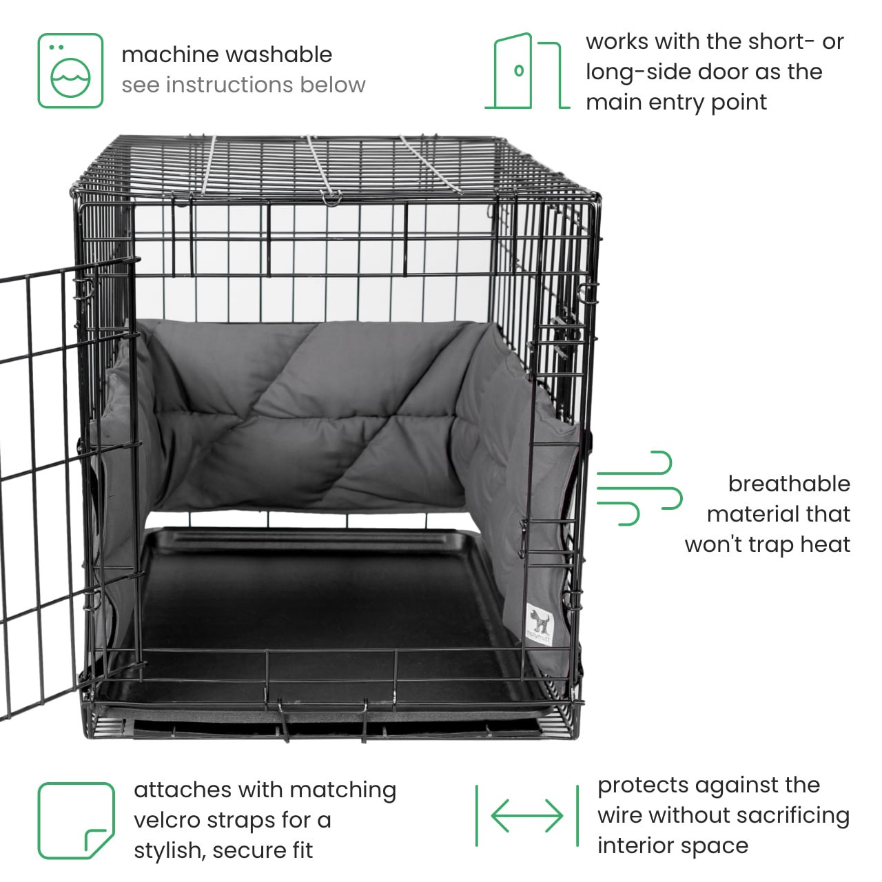 Solid Black Dog Crate Bumper - Fits 1 & 2-door Wire Crates - Great