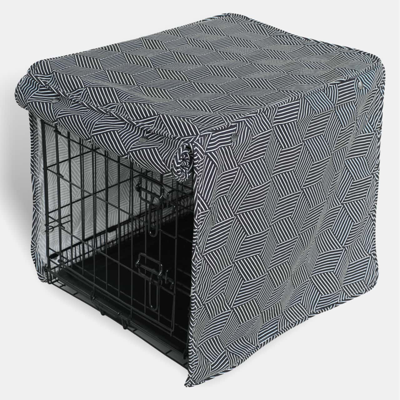 Black & White Breathable 100 Cotton Dog Crate Cover Durable