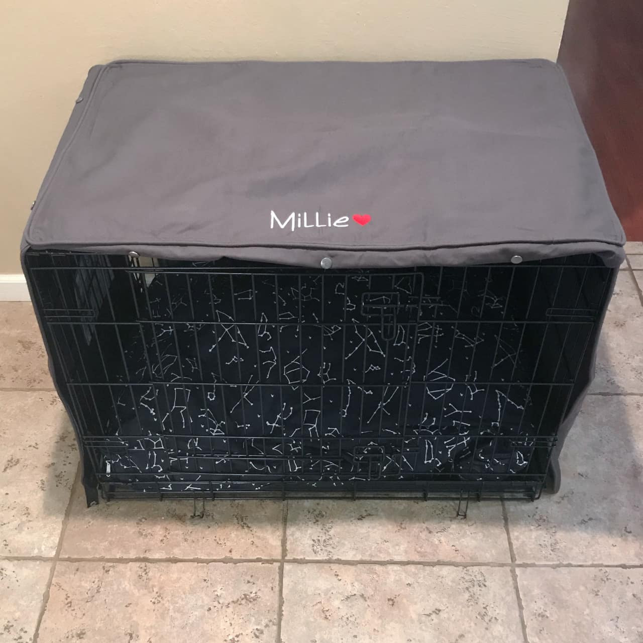 Solid Gray Breathable 100 Cotton Dog Crate Cover Durable, Darkening