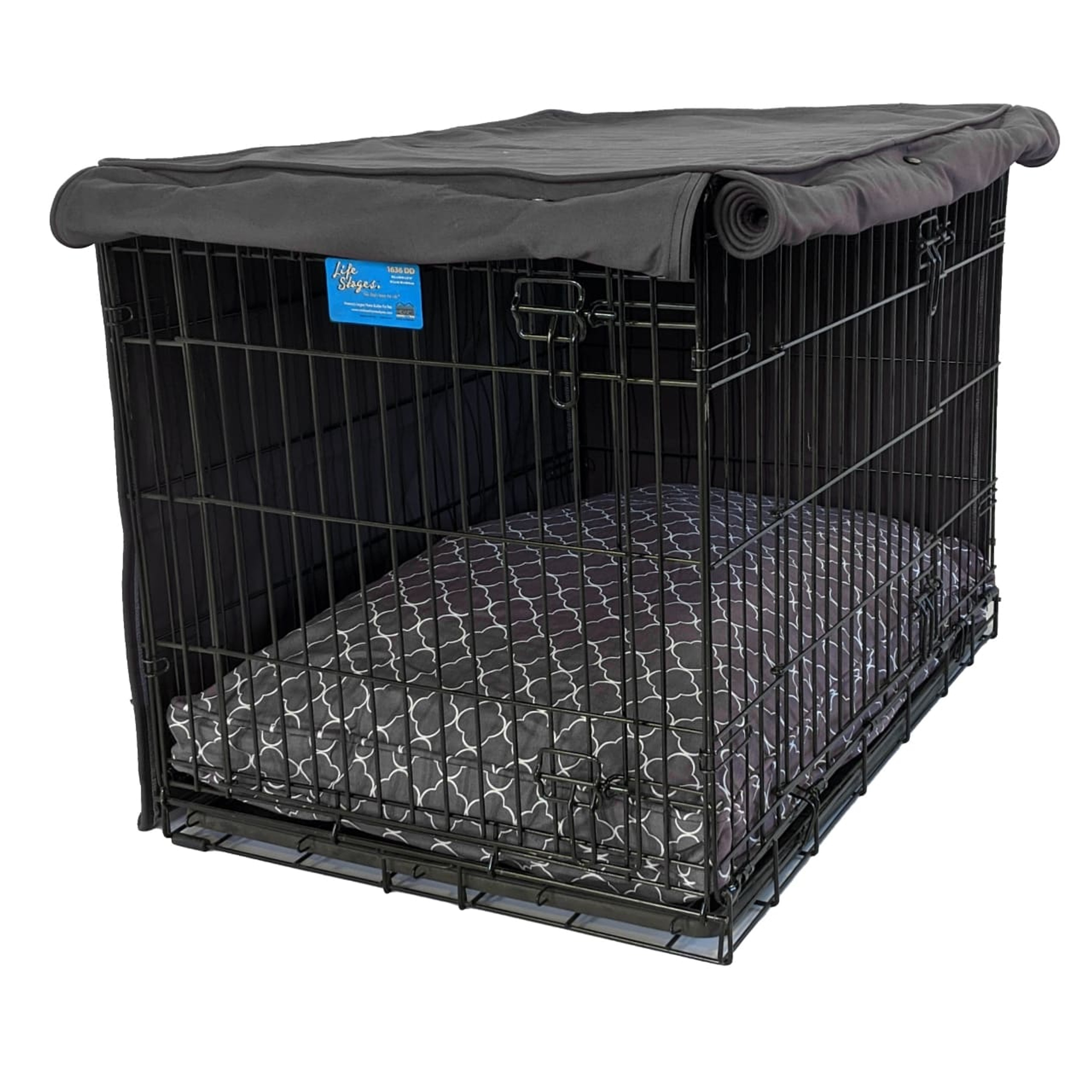 Solid Gray Breathable 100 Cotton Dog Crate Cover Durable, Darkening