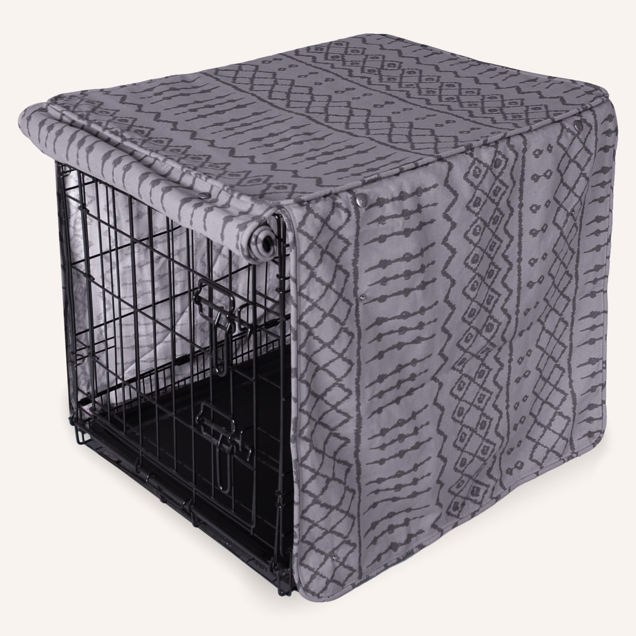 Dark Gray Breathable 100 Cotton Dog Crate Cover Durable, Darkening, Nontoxic Material Fits