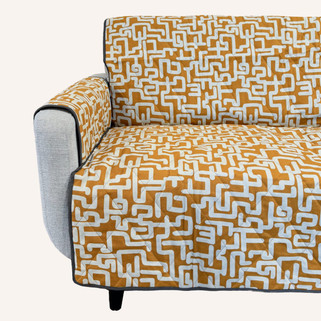 brown and blue grey couch cover