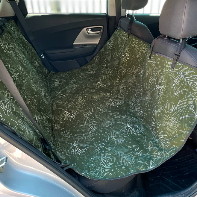 green dog car seat cover