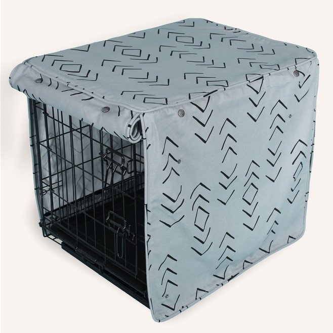 light grey and black crate cover