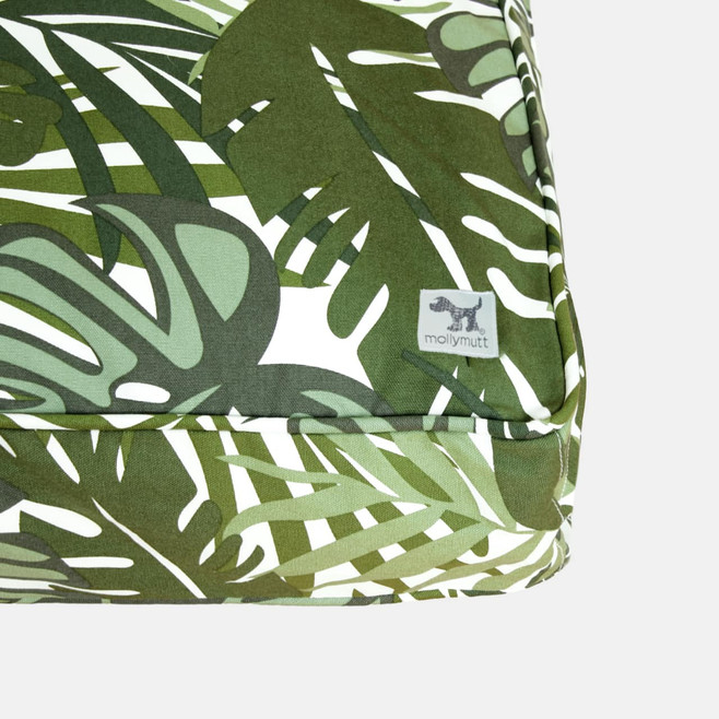 tropical leaves dog bed detail
