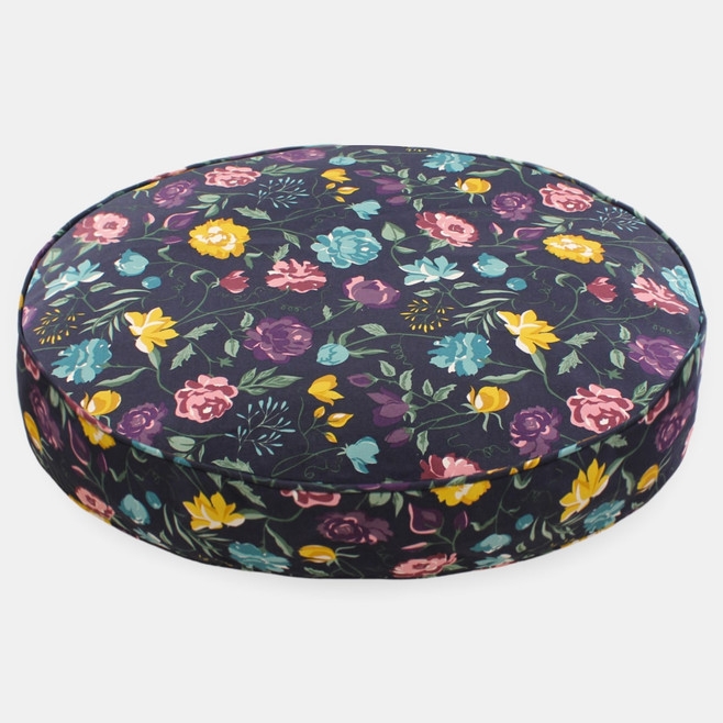 round dark floral dog bed cover