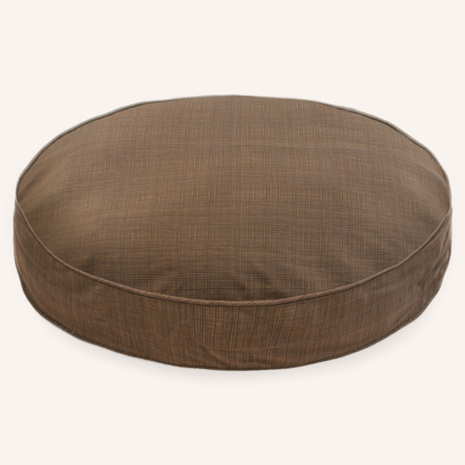 round dark brown dog bed cover