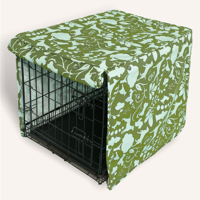 green and blue crate cover