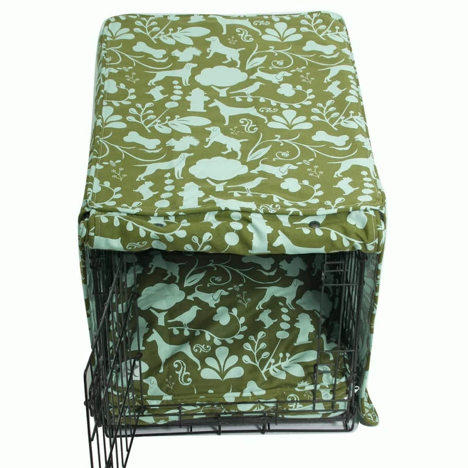 green and blue crate cover
