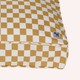 brown checkered dog bed