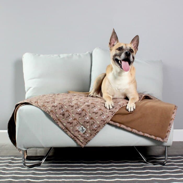 Tan/Khaki Dog Blanket and Pet Furniture Cover - 100% Cotton Top