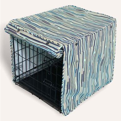 Green Striped Breathable 100% Cotton Dog Crate Cover