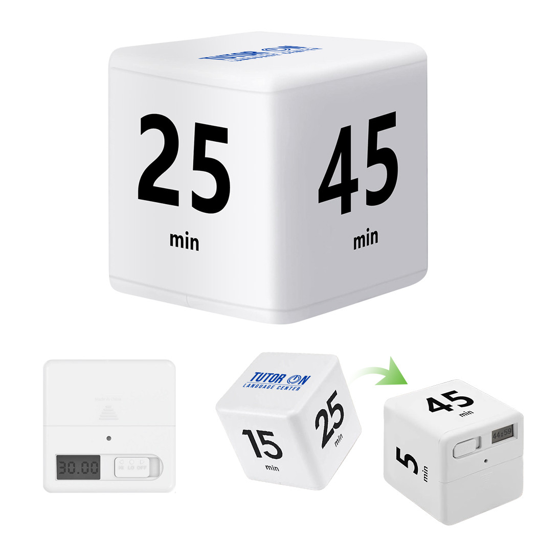timer 4 ホワイト セットアップガイド付き TW-5004 - Cube Pomodoro Timer - 5 / 15 / 25 / 45 mins - ADmart