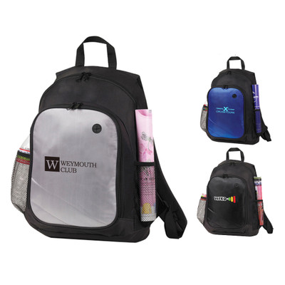 B-6422 - Poly Metallic Doby Multi-Pocket Padded Computer Backpack