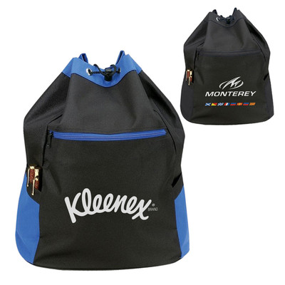 B-8424 - Polyester Sports Travel Drawstring Tote Backpack Bag