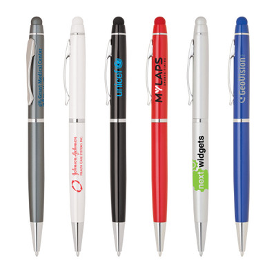 PP-202 - Metal Twist Pen with Color Rubber Stylus