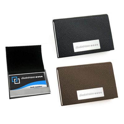 HW-1005 - Flip Leatherette Business Card Holder