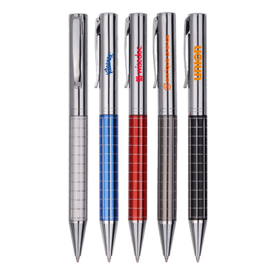 PR-1065 -  Checkered Metal Twist Action Pen PR-1065 -  Checkered Metal Twist Action Pen