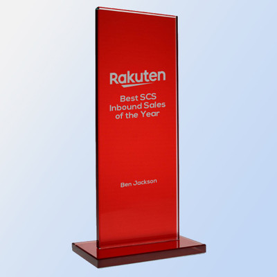 DT-2083 - Jade Glass Red Rectangle Award DT-2083 - Jade Glass Red Rectangle Award