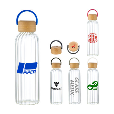 WA-1126 - Fresco 21 oz Glass Bottle with Bamboo Lid