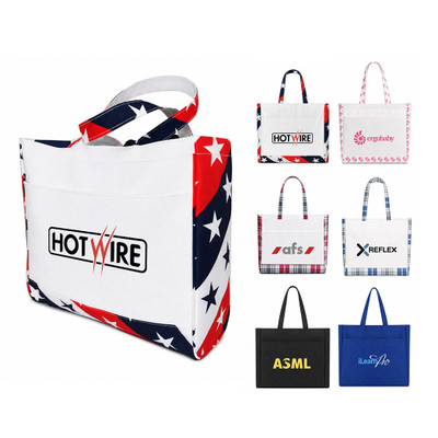 B-9212 - Belmont Border Accent Zippered Tote Bag