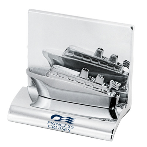HY-6007CS - Chrome Metal Cruise Ship Business Card Holder