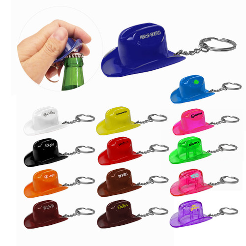 KW-1108 - Plastic Cowboy Hat Bottle Opener Keychain