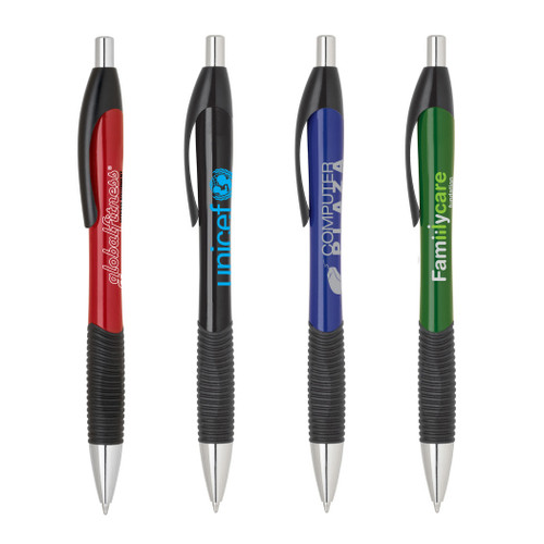 PZ-31703 - Rubber Grip Click Action Plastic Pen