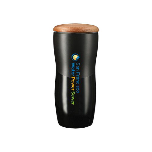 WA-2018 - Wood Lid Ceramic Tumbler