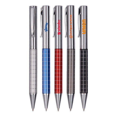 PR-1065 -  Checkered Metal Twist Action Pen PR-1065 -  Checkered Metal Twist Action Pen