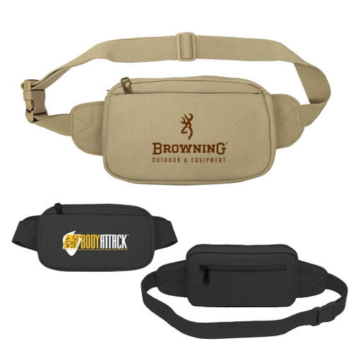 B-8854 - Cotton Canvas 3-Zipper Fanny Pack