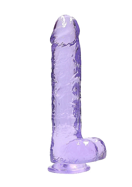 RealRock Crystal Clear Realistic 9 Inch Dildo by Shots-Purple