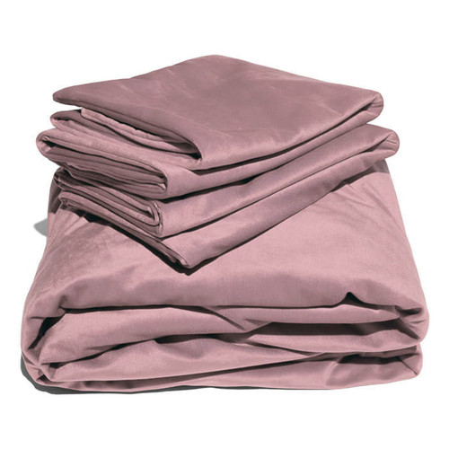 Liberator Liquid Velvet Fitted Sheet and 2 Pillow Covers-Rose