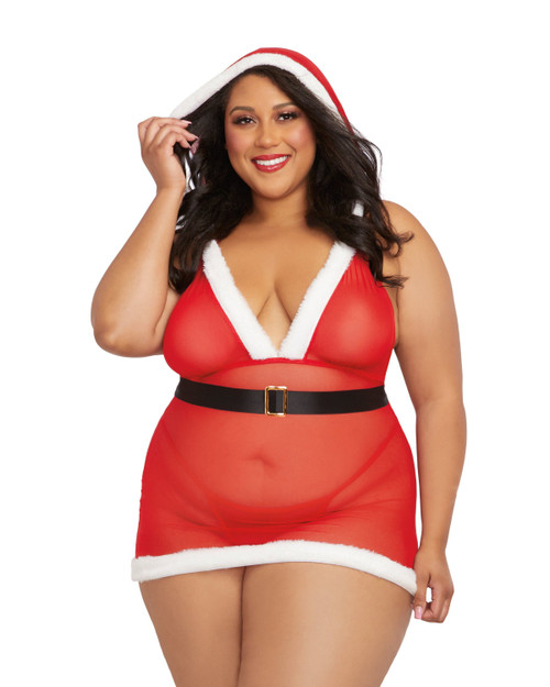 Red Hooded Santa Chemise with Belt