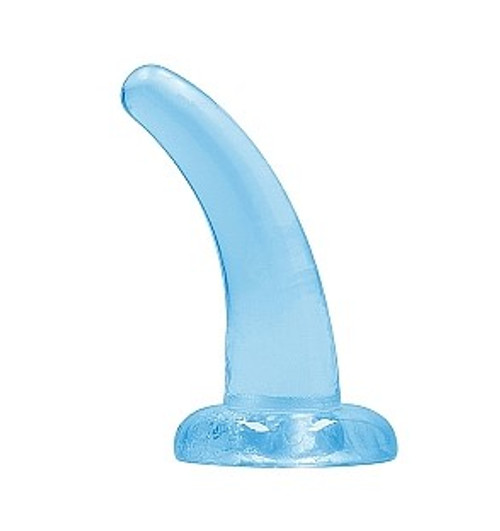 RealRock Crystal Clear Non Realistic 5 Inch Curved Dildo by Shots-Blue