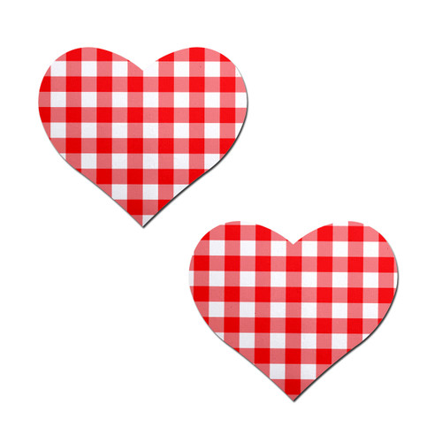 Pastease Red Gingham Heart Nipple Pasties