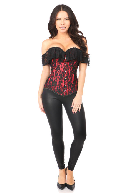 Lavish Red Lace Off The Shoulder Corset by Daisy Corsets