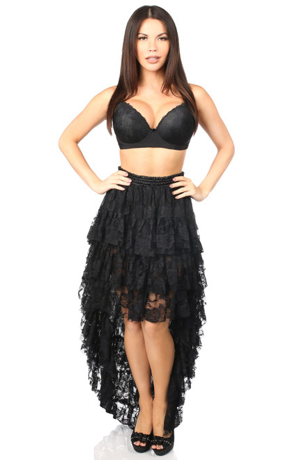 Long High Low Black Lace Skirt by Daisy Corsets