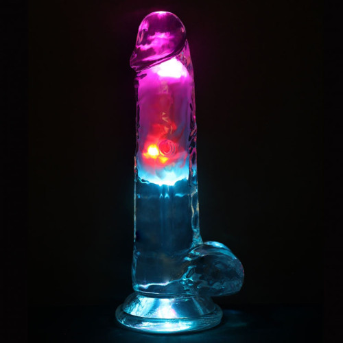 RealRock LED Lights Vibrating 7 Inch Dildo With Balls