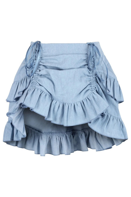 Daisy Corsets Light Blue Denim Ruched Skirt