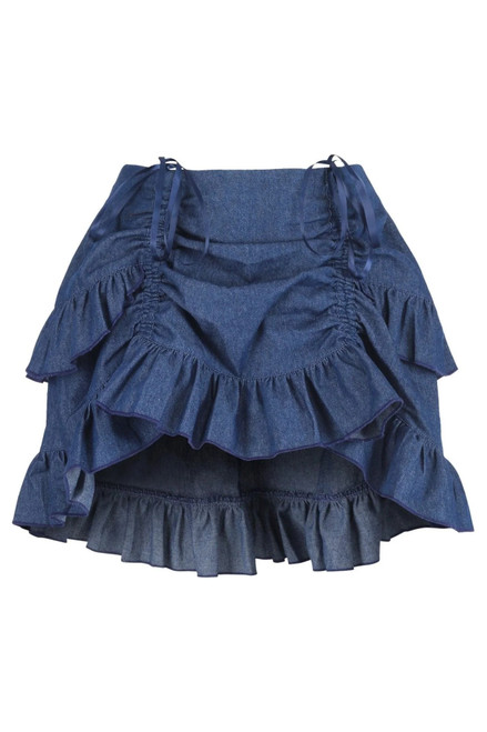 Daisy Corsets Dark Blue Denim Ruched Skirt