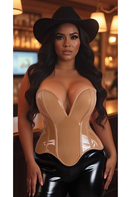 Daisy Corsets Caramel Patent Deep Plunge Corset