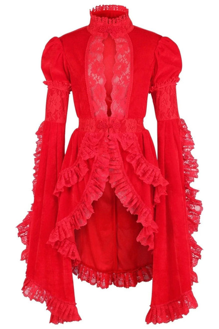 Daisy Corsets Red Velvet and Lace Ruffled Jacket