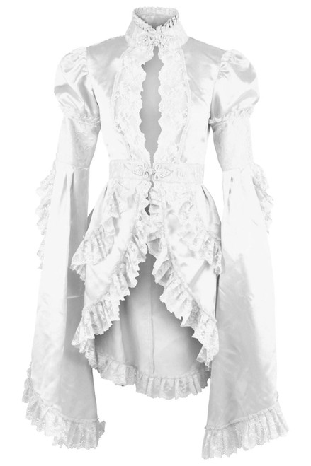 Daisy Corsets White Satin and Lace Ruffled Jacket
