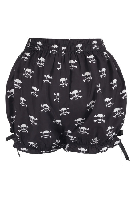 Daisy Corsets Black Skull Print Crepe Bloomers