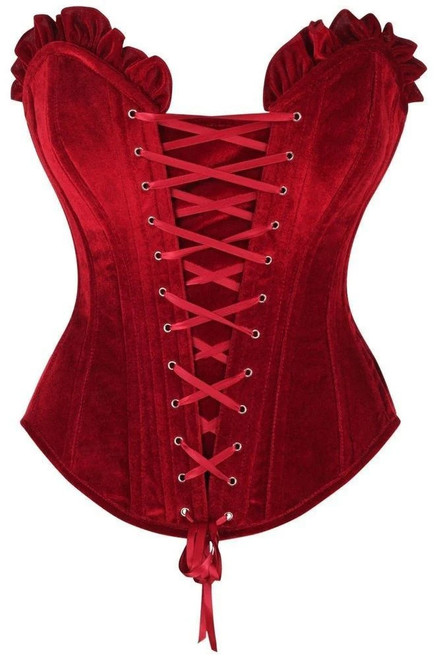 Daisy Corsets Dark Red Velvet Front Lace Up Corset