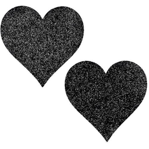 Black Glitter Heart Shape Pasties