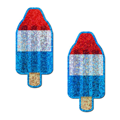 Pastease Red White and Blue Bomb Pop Glitter Nipple Pasties