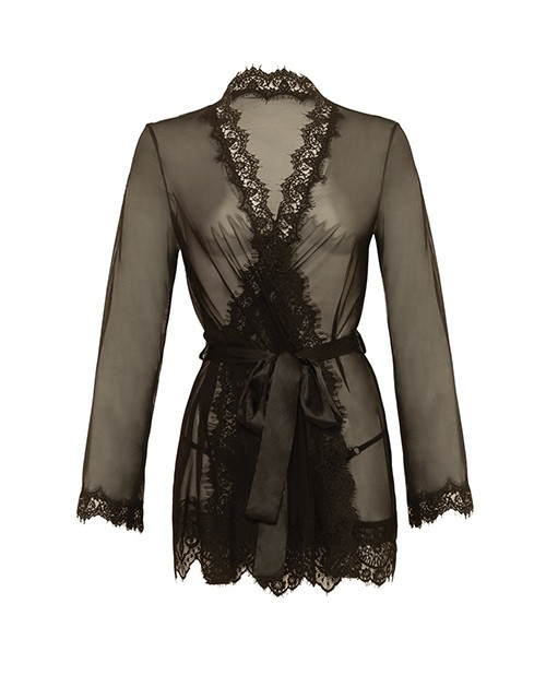 Black Provence Sheer Short Robe